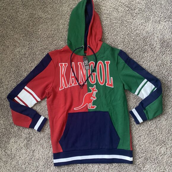 NWT Kangol 90's Color Block 90s Style Stitched hoodie Rare Heavyweight Size Med - Picture 1 of 6